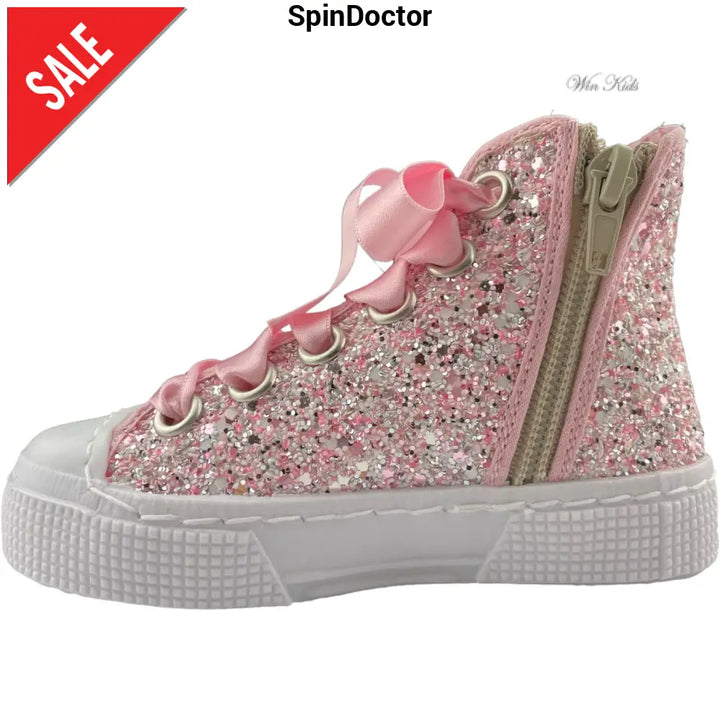 Scarpe SPINDOCTOR con glitter rosa lacci raso dal 24 fino al 40 Scarpe