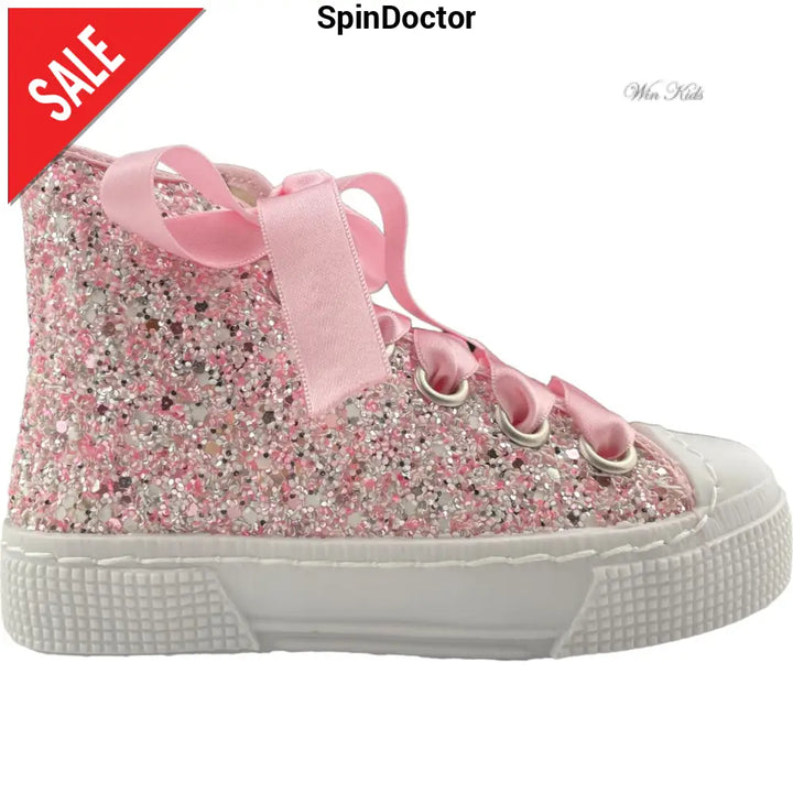 Scarpe SPINDOCTOR con glitter rosa lacci raso dal 24 fino al 40 Scarpe