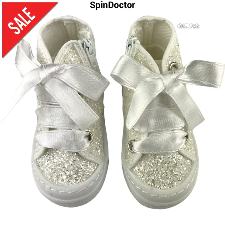 Scarpe SPINDOCTOR glitter bianco lacci raso dal 19 al 23 Scarpe
