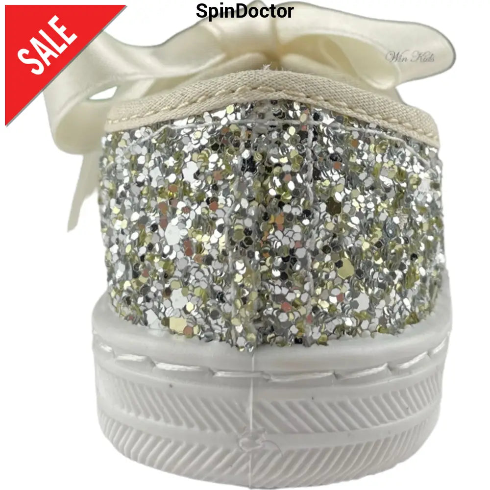 Scarpe SPINDOCTOR glitter platino lacci raso dal 19 al 23 Scarpe