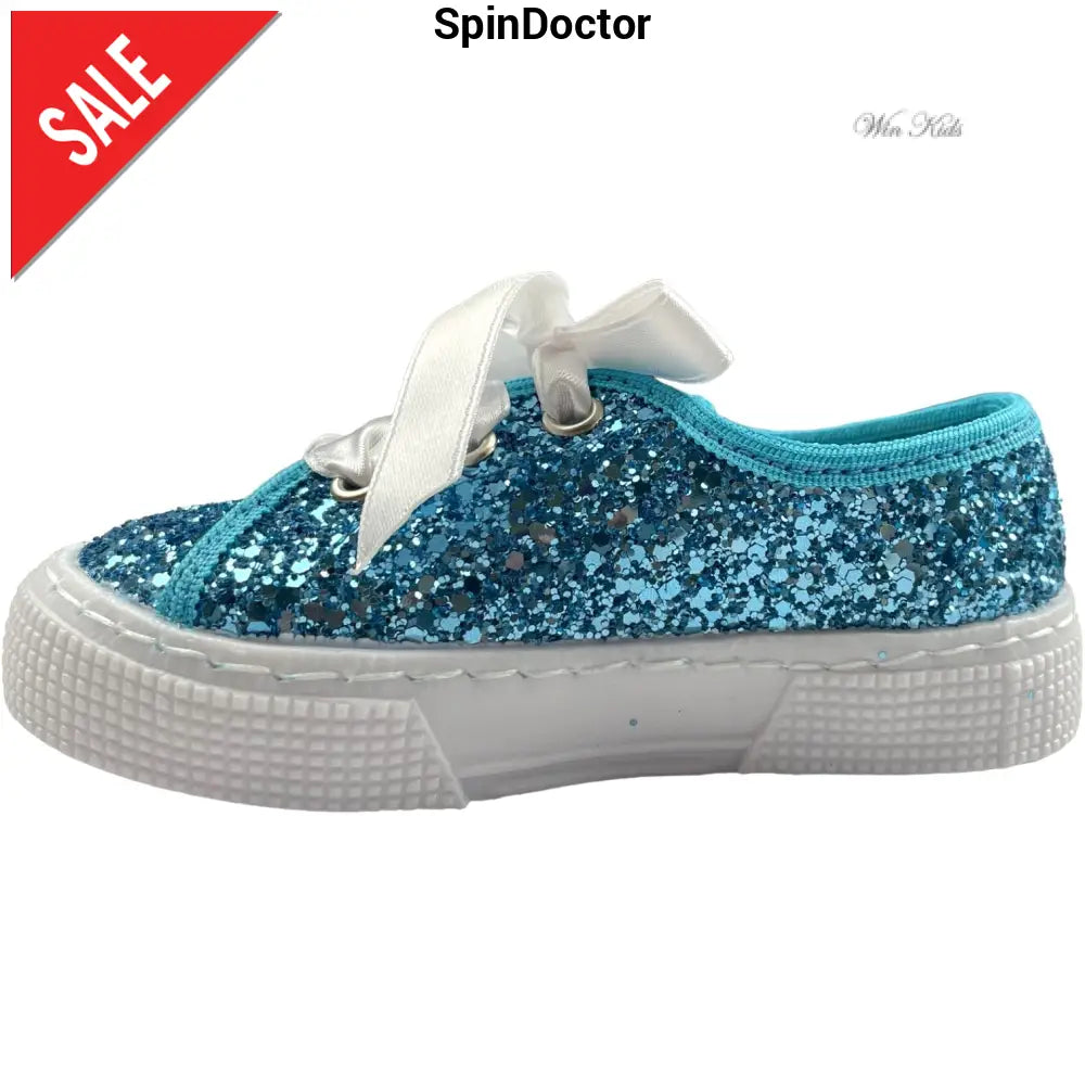Scarpe SPINDOCTOR glitter turchese lacci raso dal 24 fino al 40 Scarpe