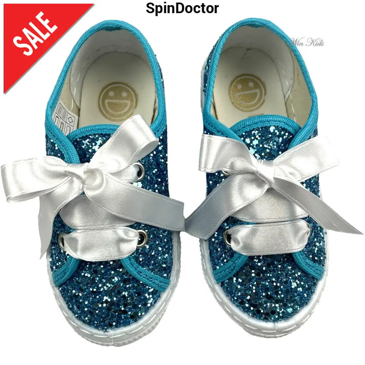 Scarpe SPINDOCTOR glitter turchese lacci raso dal 24 fino al 40 Scarpe