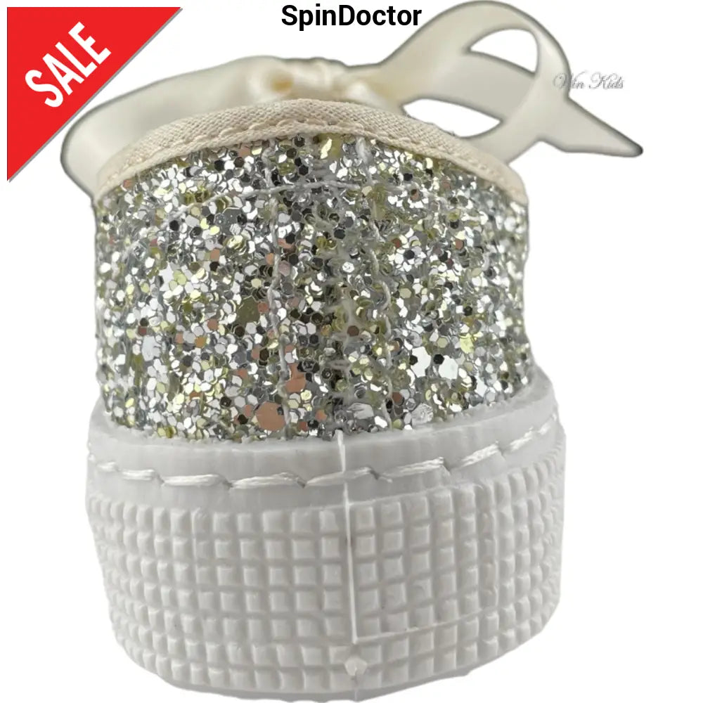 Scarpe SPINDOCTOR per bambina glitter platino lacci raso dal 24 al 40 Scarpe