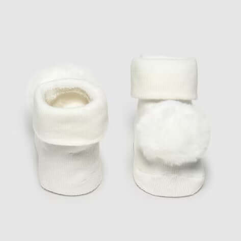 MAYORAL bandana e meia com pompom para recém-nascidas meninas em creme 0 meses - 6 meses