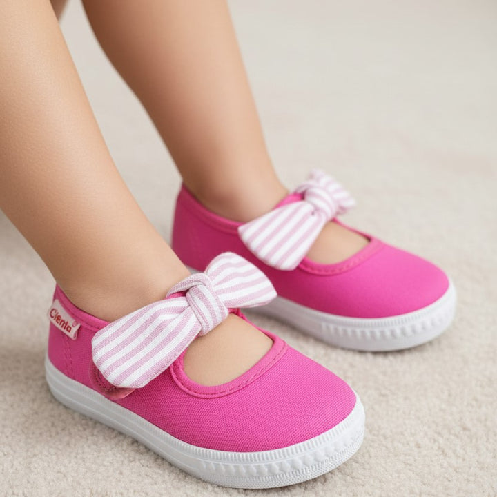 Ballerine CIENTA fuxia in cotone con nodino removibile 20 - 30