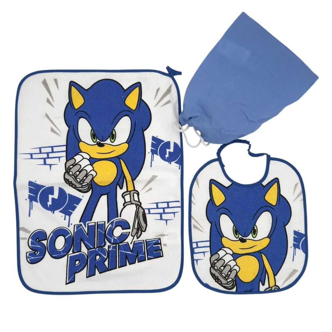Sonic Kindergarten Bib and Sponge Placemat Set