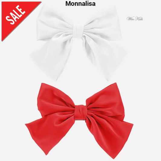 Set 2 fiocchi MONNALISA modello fermaglio in raso bianco e rosso Multicolore Fermagli