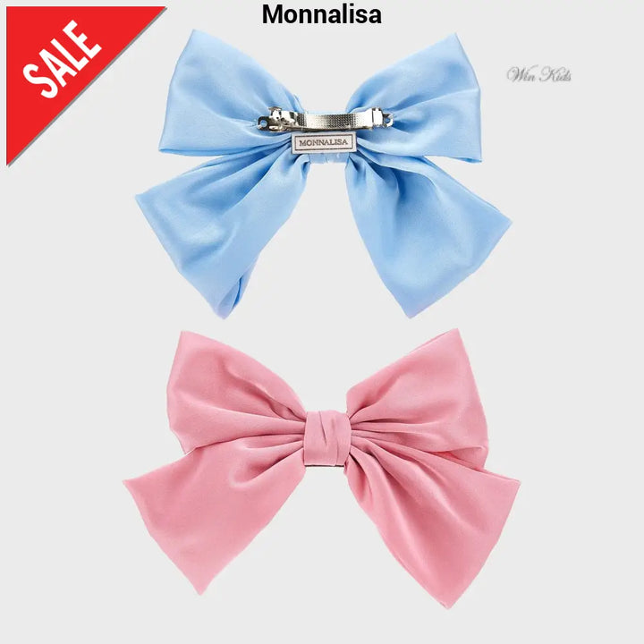 Set 2 fiocchi MONNALISA modello fermaglio in raso rosa e azzurro Multicolore Fermagli
