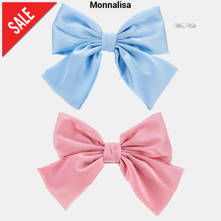 Set 2 fiocchi MONNALISA modello fermaglio in raso rosa e azzurro Multicolore Fermagli