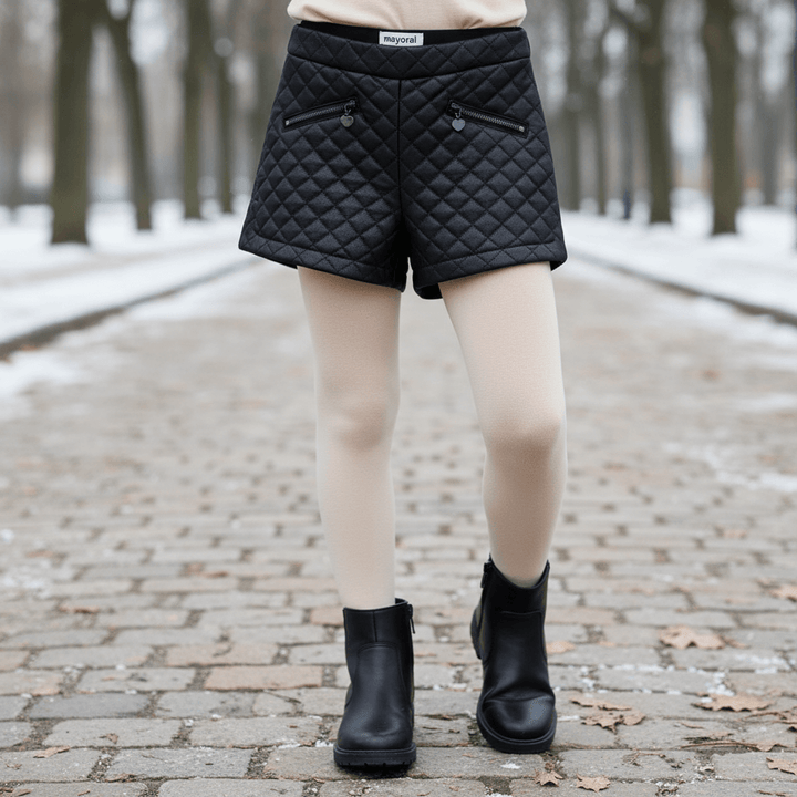 Shorts imbottiti MAYORAL neri con calze e stivaletti