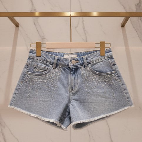 Shorts GUESS in jeans con strass e logo applicato 8 anni - 16 anni