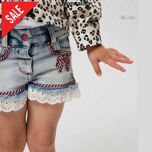 Shorts MONNALISA Capri in jeans con san gallo 2 anni - 10 anni Bermuda