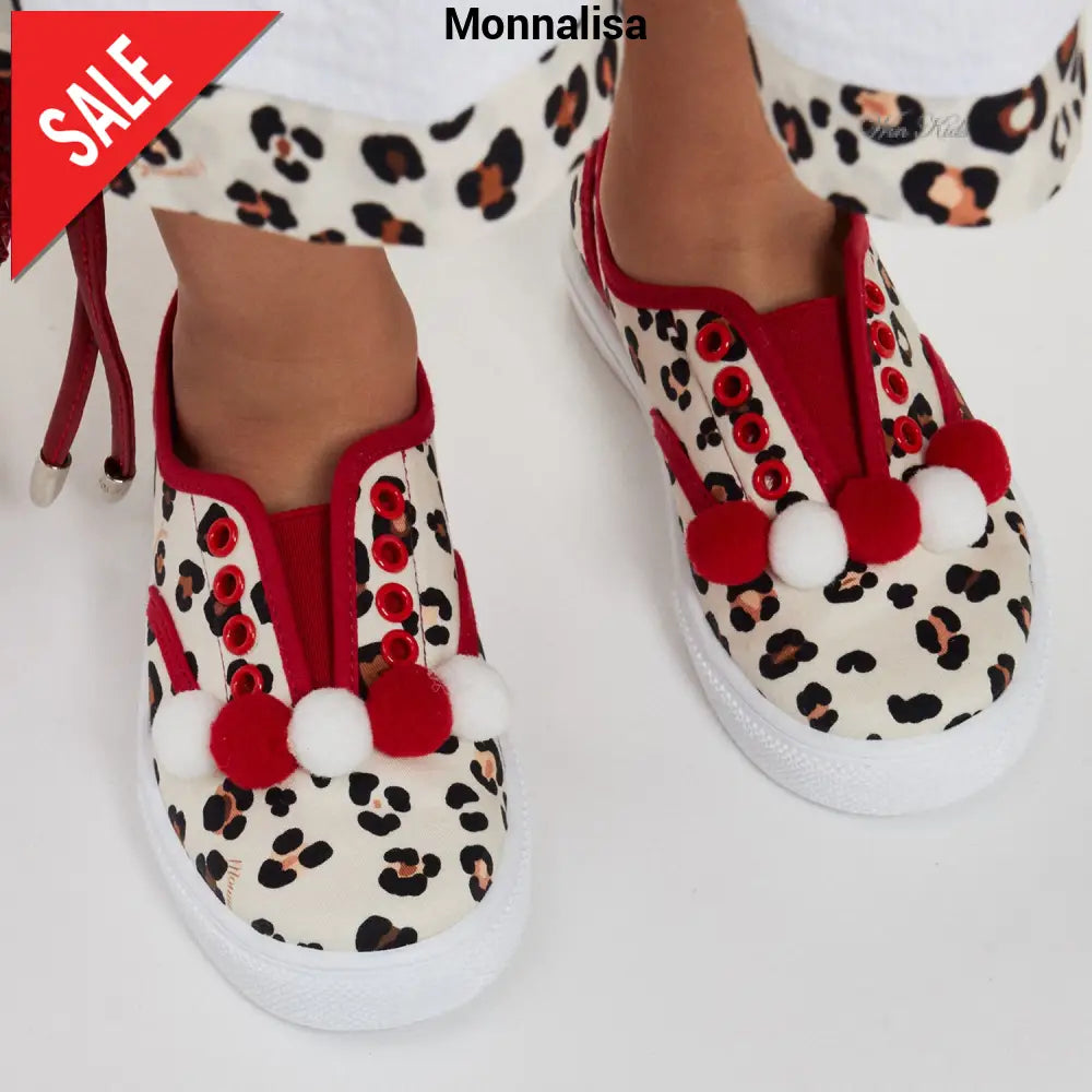 Sneakers MONNALISA bambina in tela leopard modello slip on dal 25 al 35 Scarpe