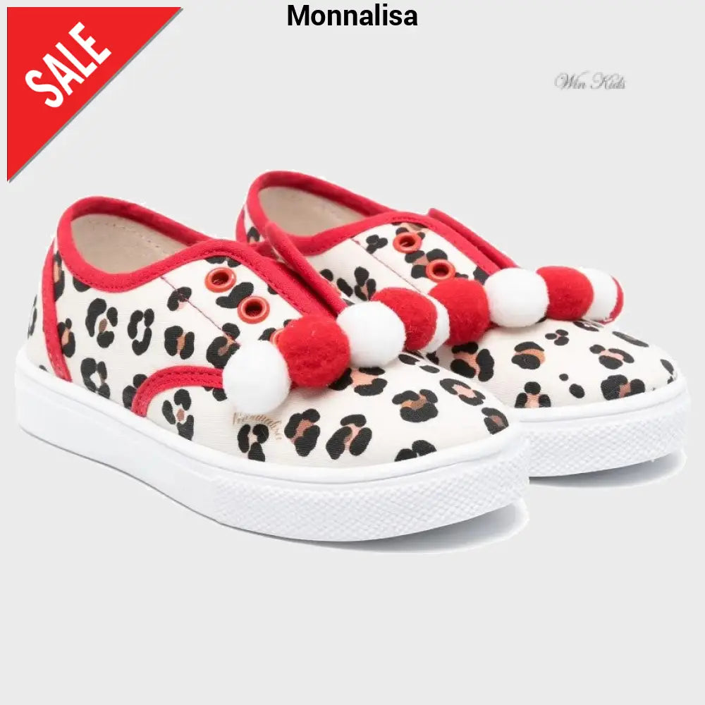 Sneakers MONNALISA bambina in tela leopard modello slip on dal 25 al 35 Scarpe