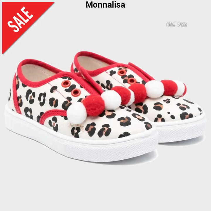 Sneakers MONNALISA bambina in tela leopard modello slip on dal 25 al 35 Scarpe