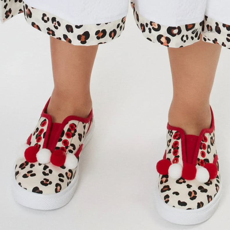 Sneakers MONNALISA bambina in tela leopard modello slip on dal 25 al 35 Scarpe