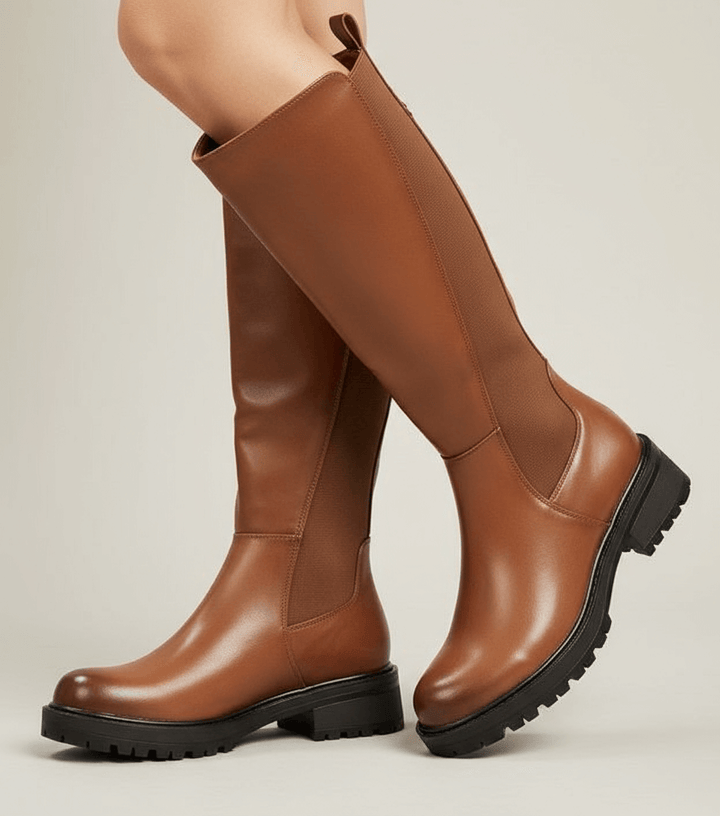 Stivale donna cuoio indossato