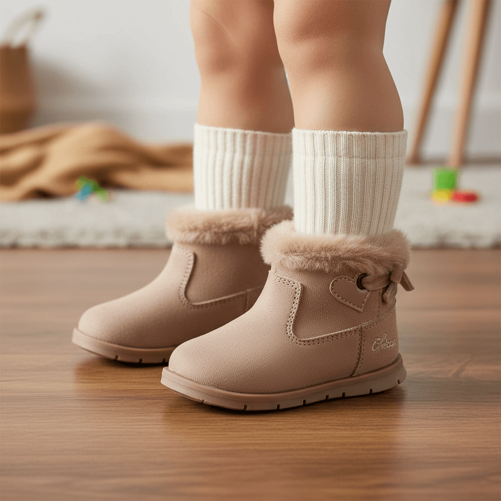 Stivaletto CHICCO primi passi Fiorella beige - Bambina con calze panna