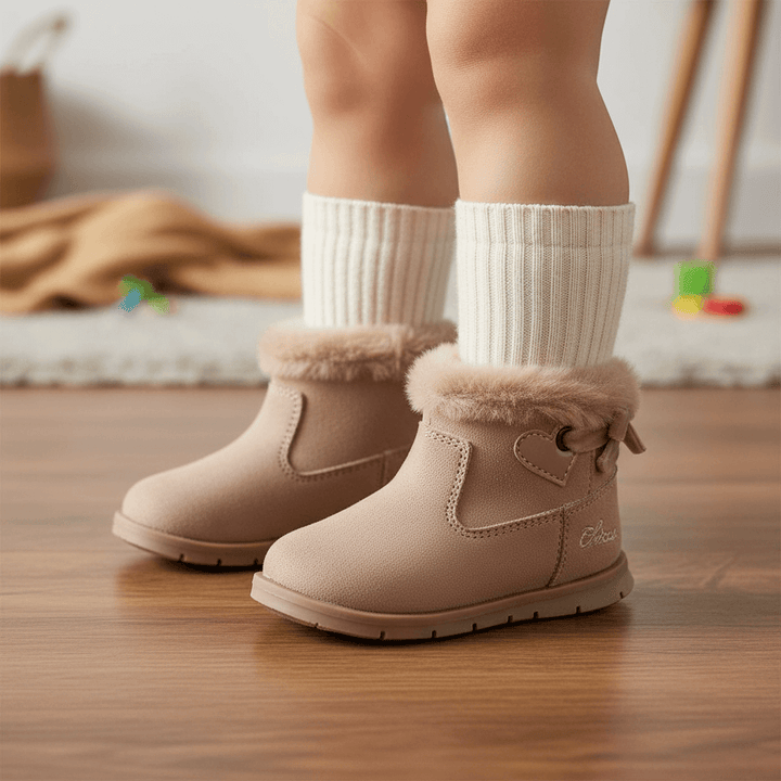 Stivaletto CHICCO primi passi Fiorella beige - Bambina con calze panna