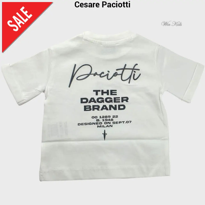 T-shirt CESARE PACIOTTI baby kids e junior bianca logo nero 6 mesi - 16 anni T-shirt