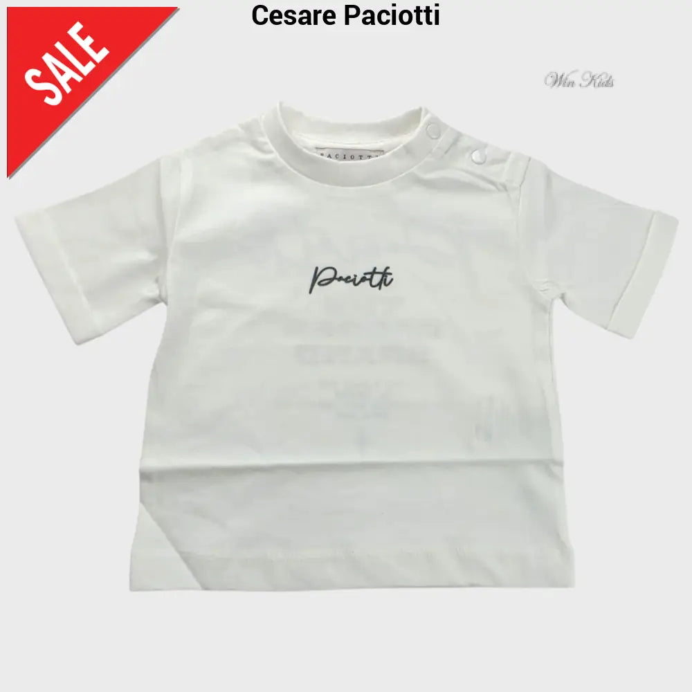 T-shirt CESARE PACIOTTI baby kids e junior bianca logo nero 6 mesi - 16 anni T-shirt