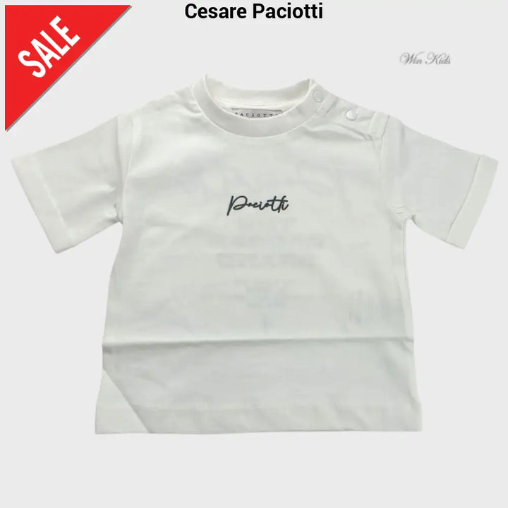 T-shirt CESARE PACIOTTI baby kids e junior bianca logo nero 6 mesi - 16 anni T-shirt