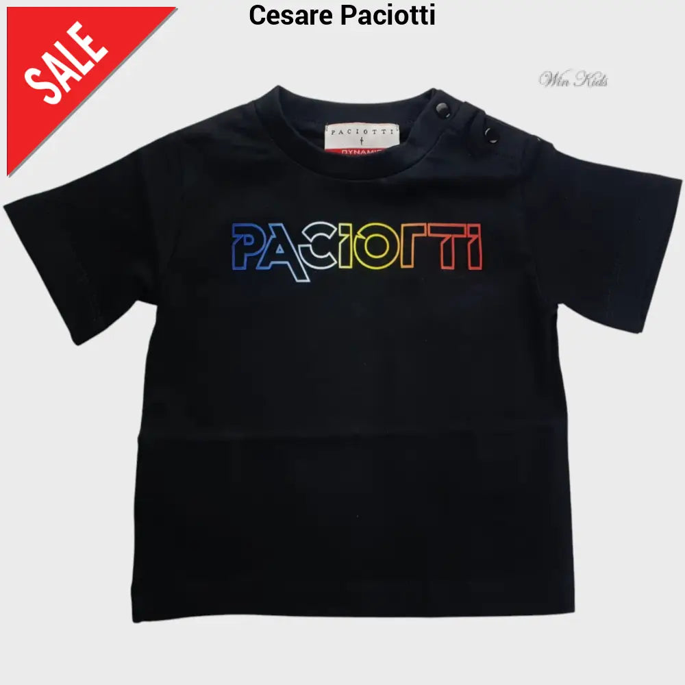 T-shirt CESARE PACIOTTI baby kids e junior nero logo multicolore 6 mesi - 16 anni T-shirt