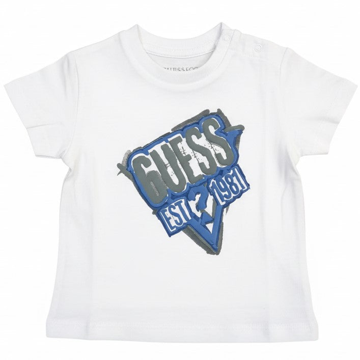 T-shirt GUESS bianca con logo 3 mesi - 7 anni