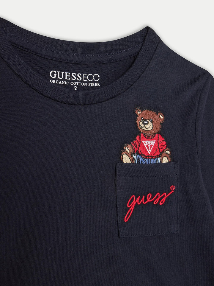 Blue GUESS cotton t-shirt with teddy bear from size 2 years to 7 years