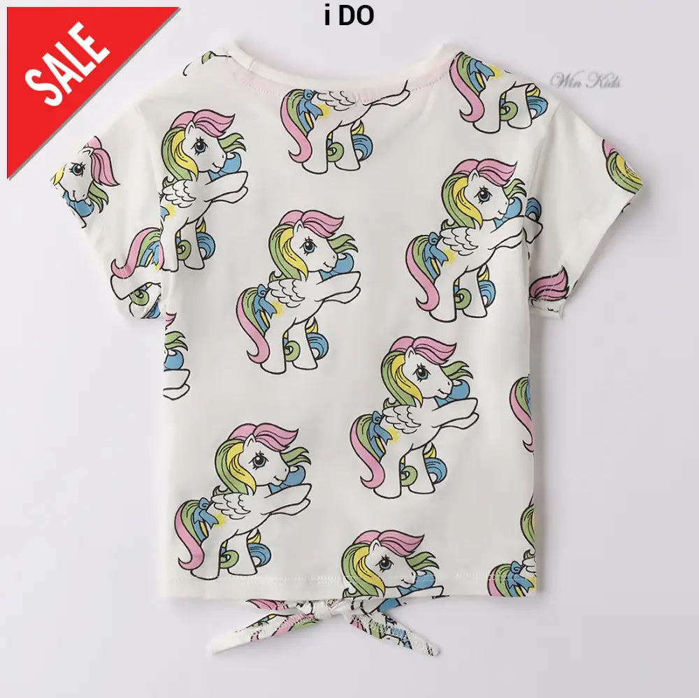 T-shirt I DO per bambina bianca con stampa unicorno dalla 3anni fino alla 9anni T-shirt