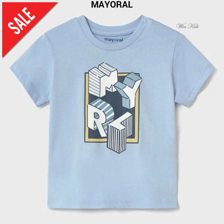 T-shirt MAYORAL azzurra con logo 6 mesi - 4 anni T-shirt