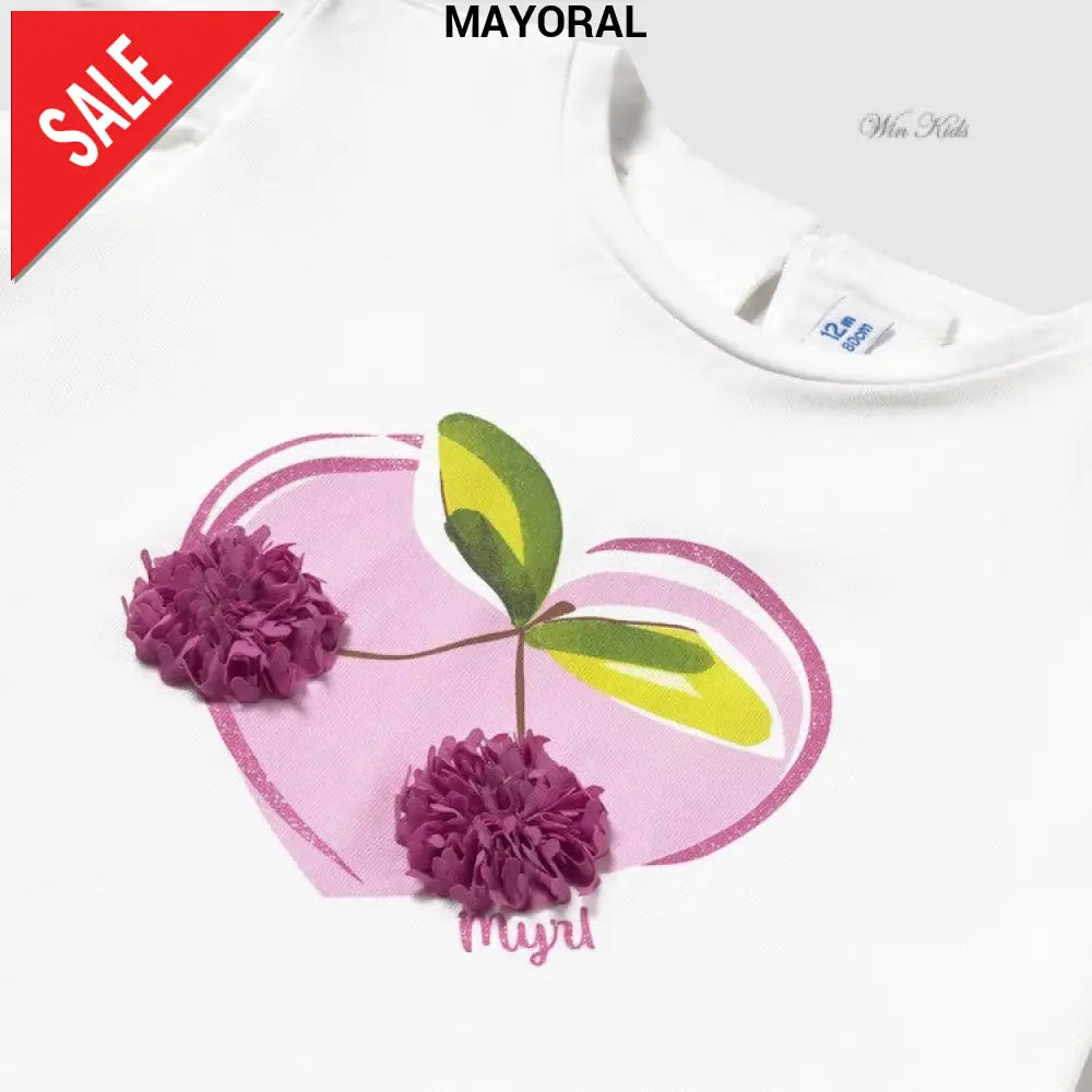 T-shirt MAYORAL con ciliegie cuore rosa 6 mesi - 4 anni T-shirt