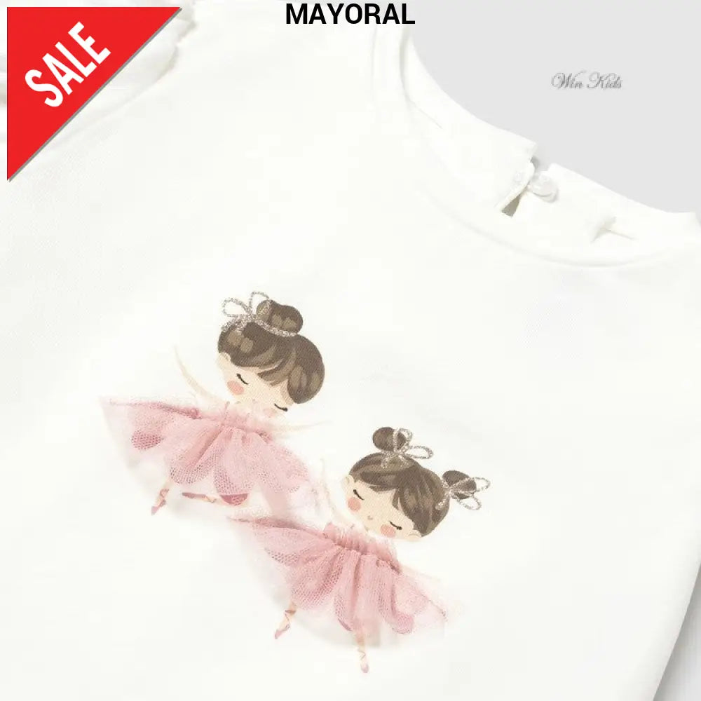 T-shirt MAYORAL in cotone con ballerine rosa 6 mesi - 4 anni T-shirt