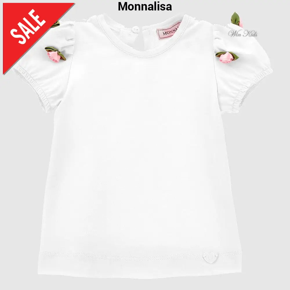T-shirt MONNALISA bianca con roselline 3 mesi - 36 mesi T-shirt