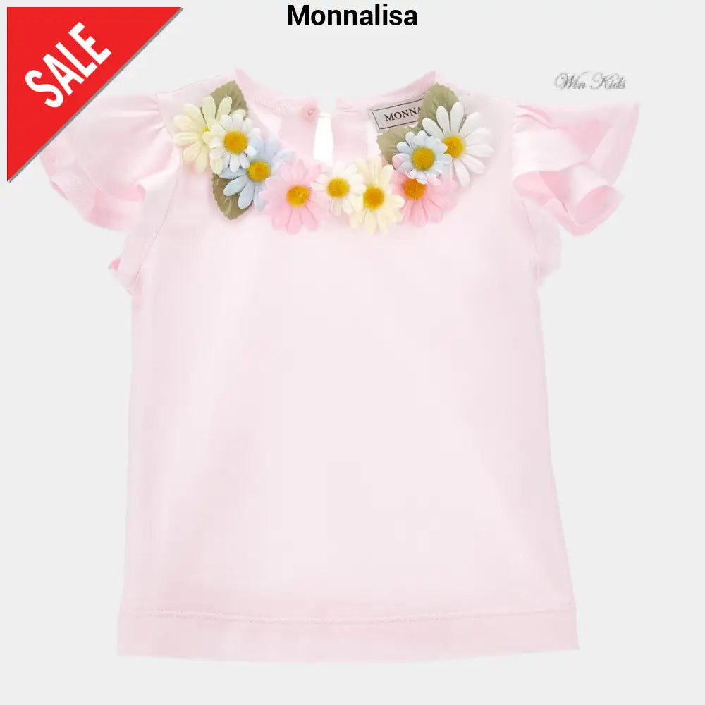 T-shirt MONNALISA rosa con margherite 3 mesi - 36 mesi T-shirt