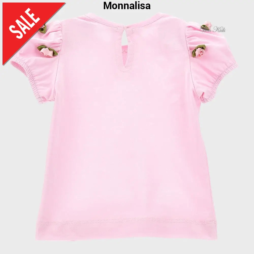 T-shirt MONNALISA rosa con roselline 3 mesi - 36 mesi T-shirt