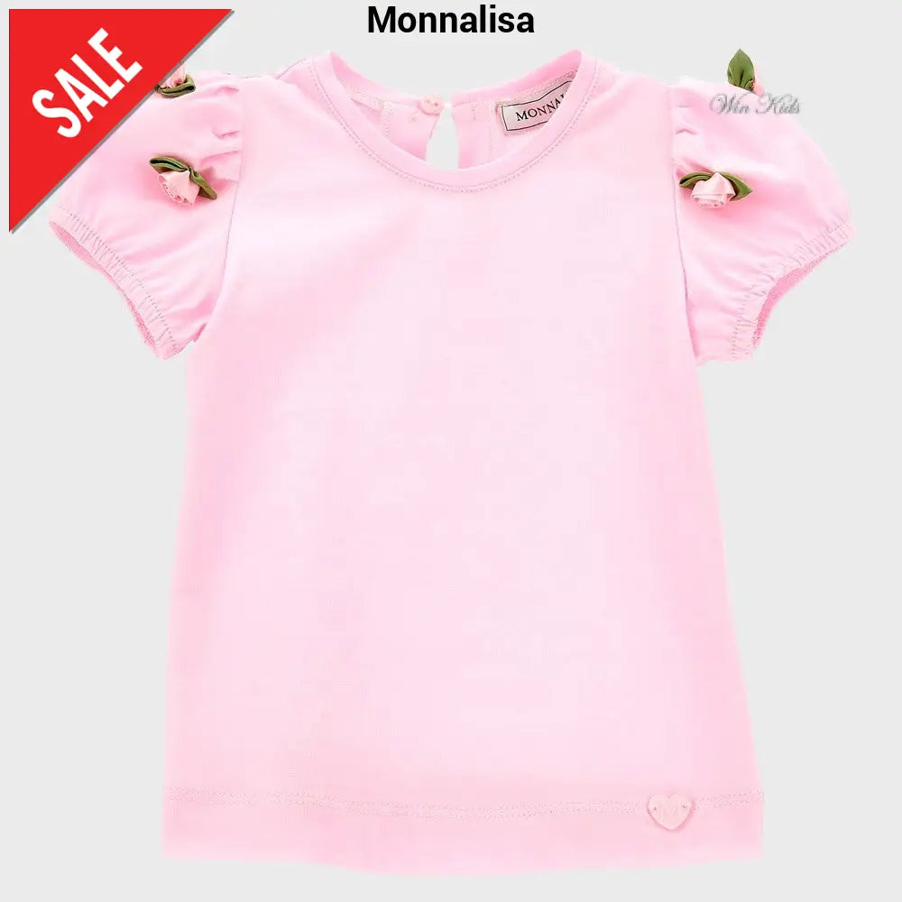 T-shirt MONNALISA rosa con roselline 3 mesi - 36 mesi T-shirt