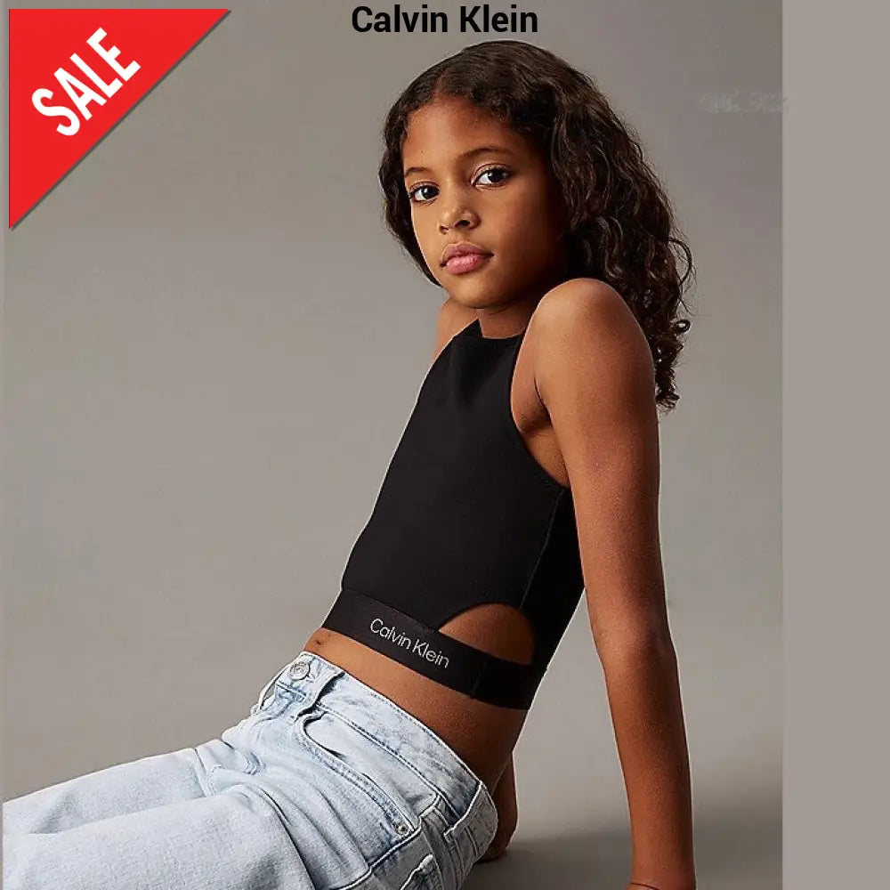 Top CALVIN KLEIN nero con logo Girl Top