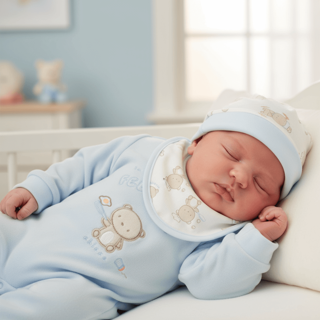 Tutina Cappello e Bavetta CHICCO in ciniglia azzurra - Neonato