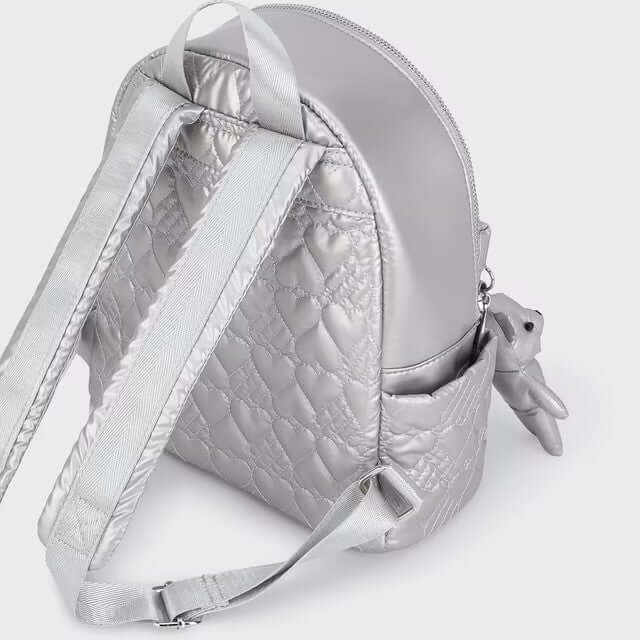 MAYORAL Silver Backpack with Teddy Pendant - Padded Girl Backpack